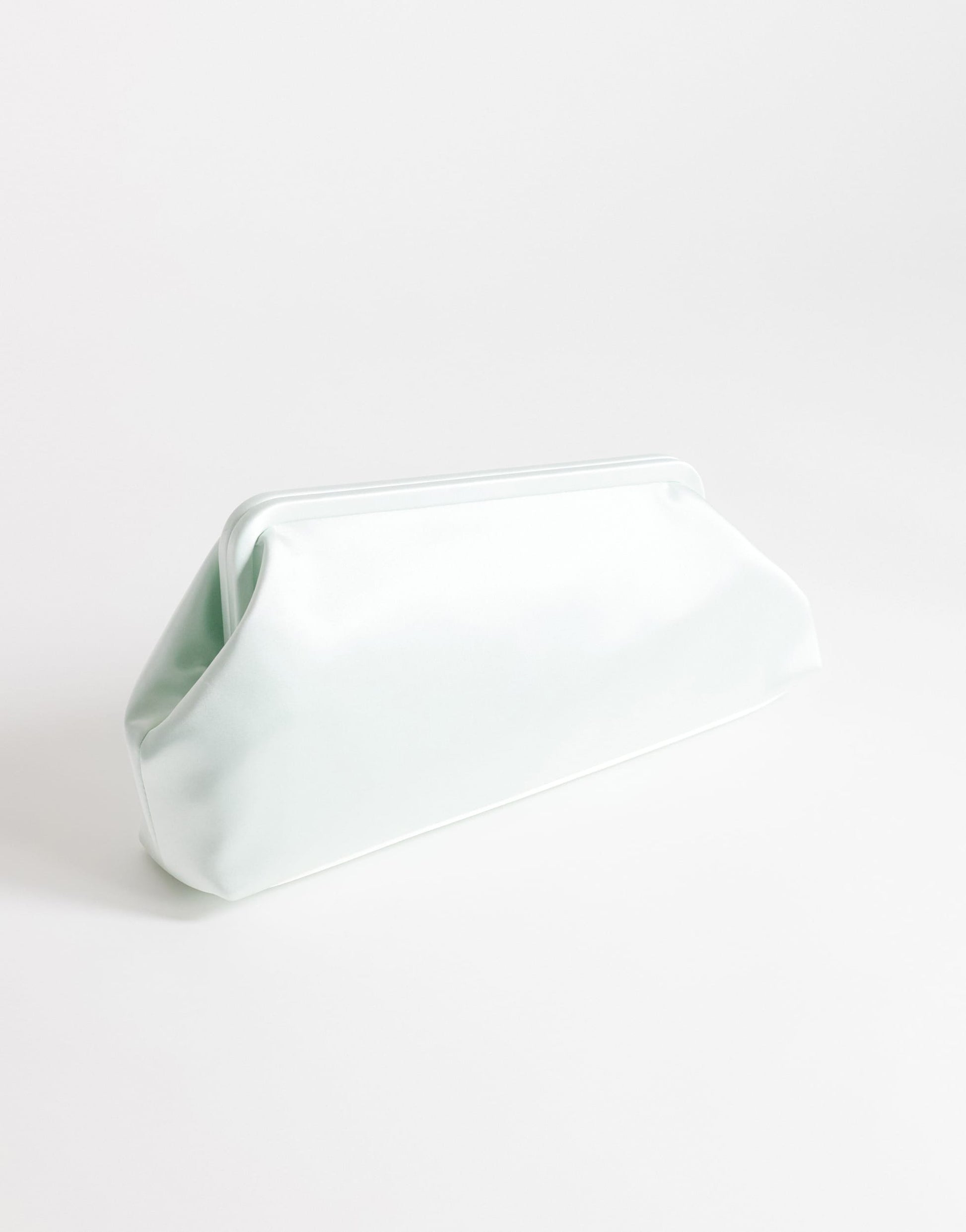 Topshop Anna medium angular clutch bag in sage satin
