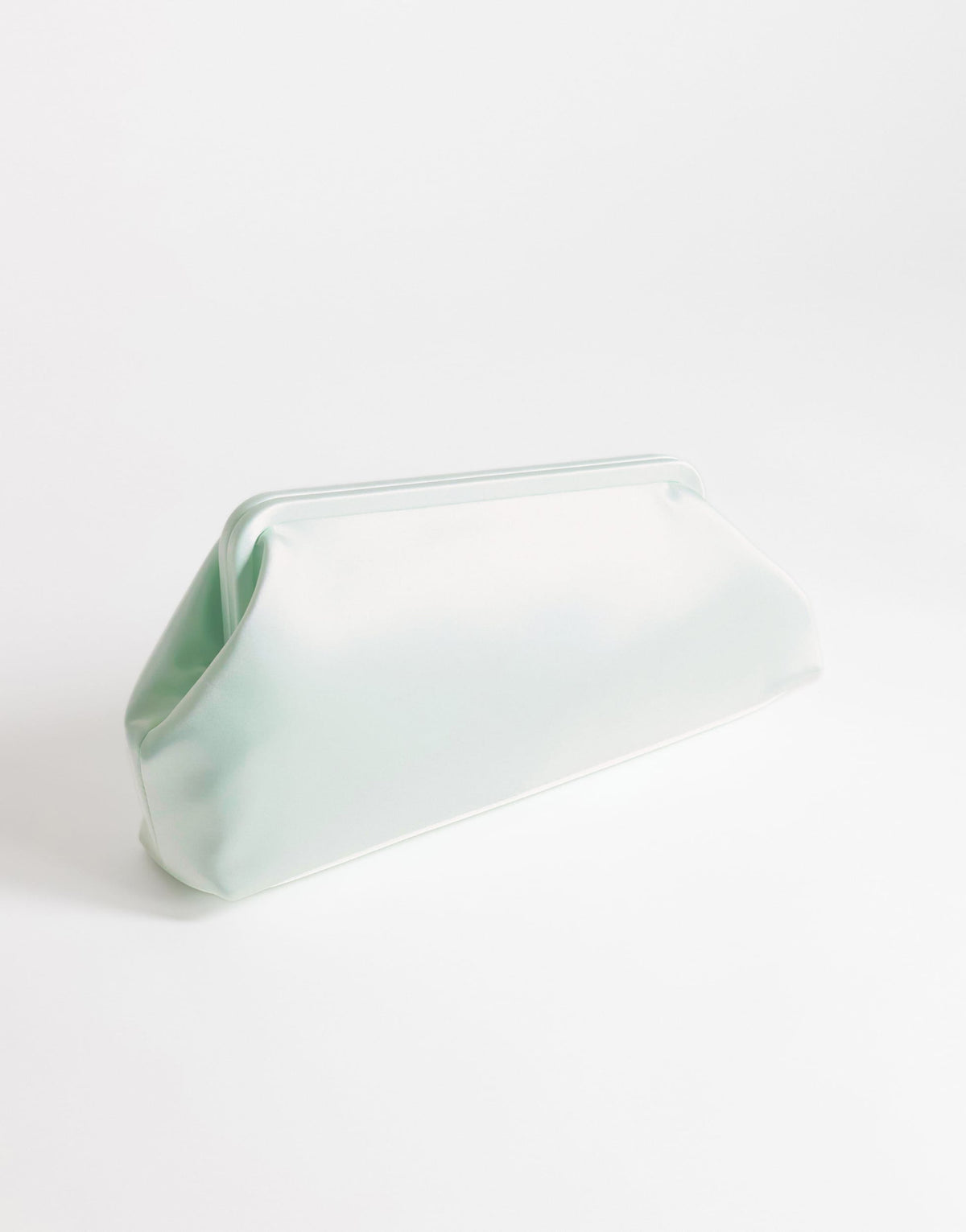 Topshop Anna medium angular clutch bag in sage satin