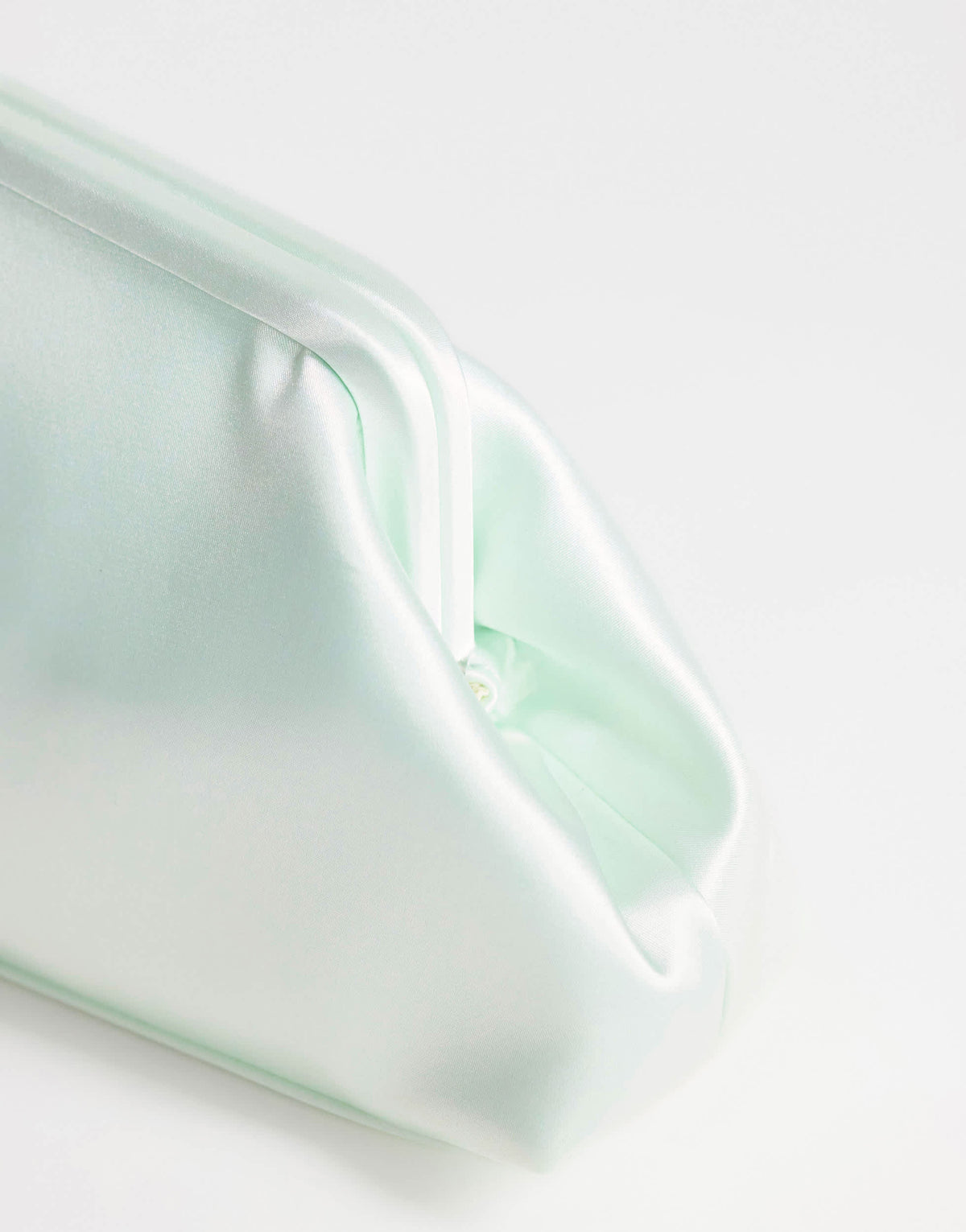 Topshop Anna medium angular clutch bag in sage satin