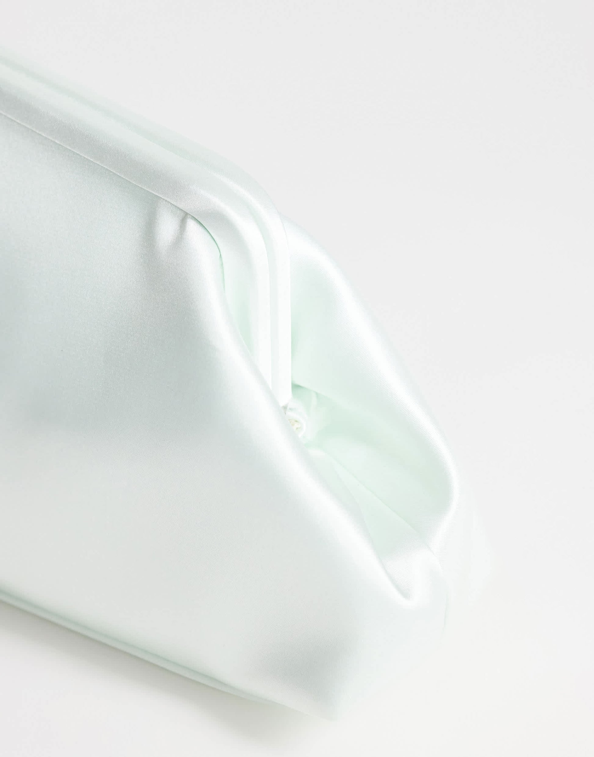 Topshop Anna medium angular clutch bag in sage satin