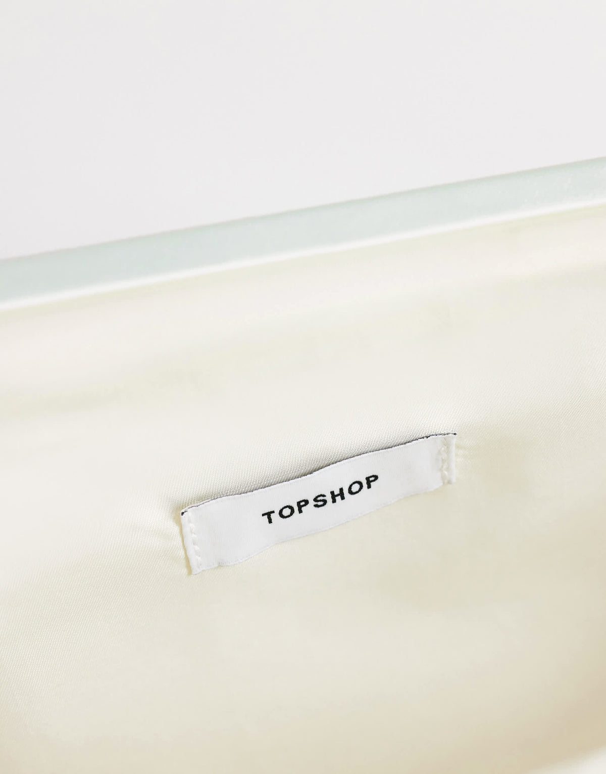 Topshop Anna medium angular clutch bag in sage satin