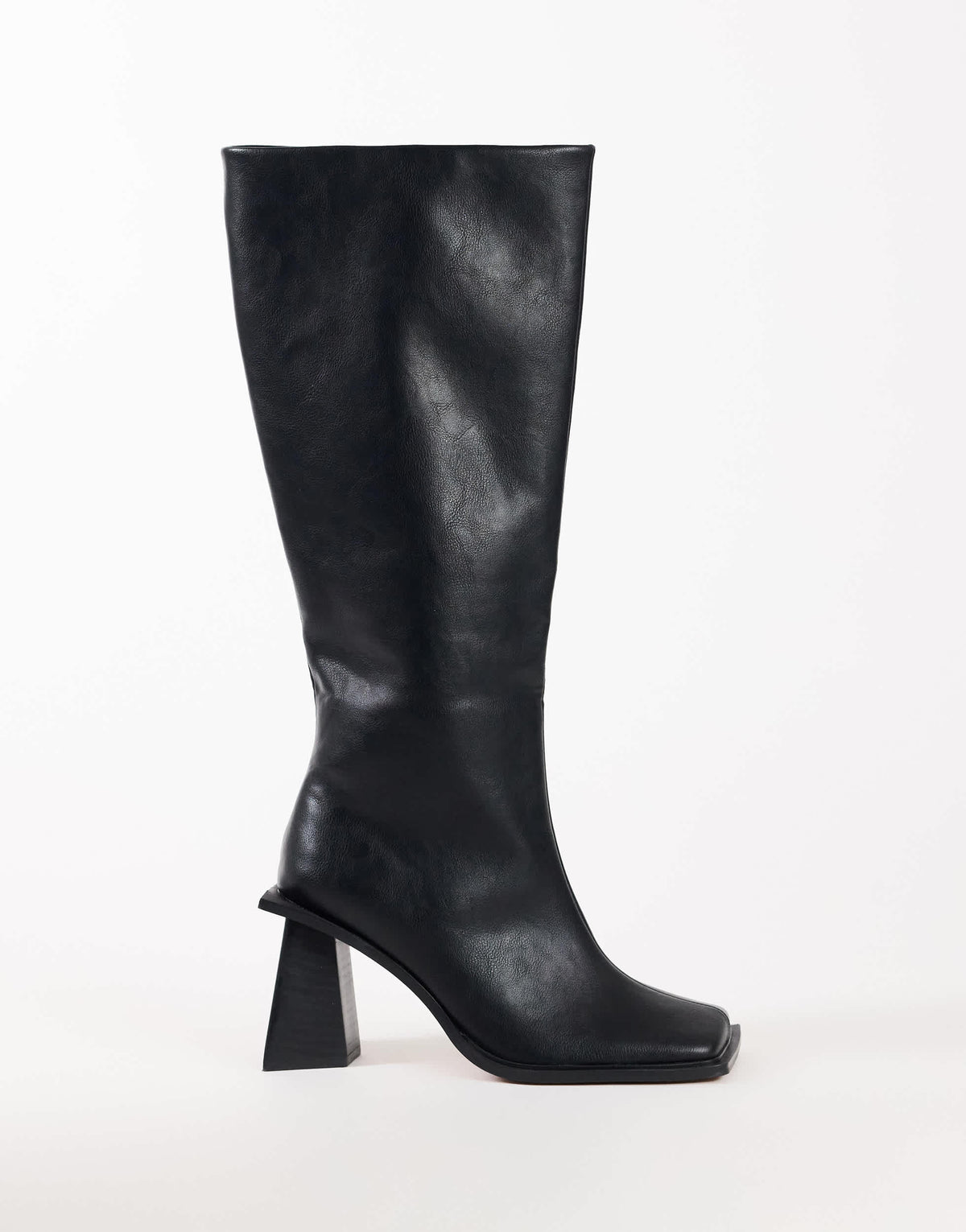 Topshop Tabitha extended rand knee high heeled boot in black