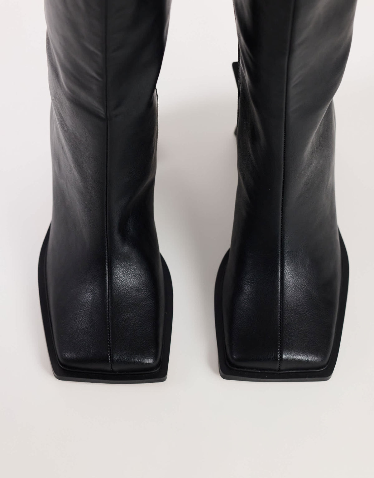 Topshop Tabitha extended rand knee high heeled boot in black