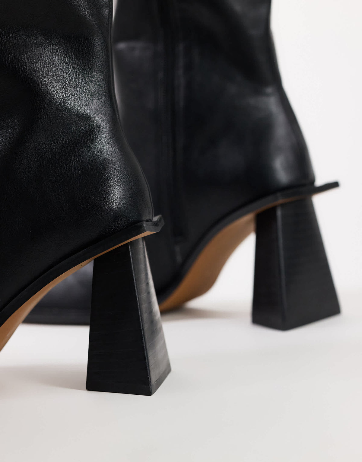 Topshop Tabitha extended rand knee high heeled boot in black
