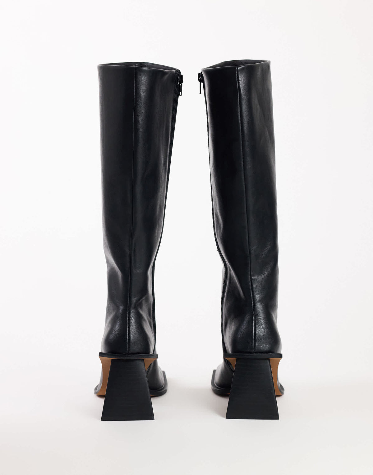 Topshop Tabitha extended rand knee high heeled boot in black