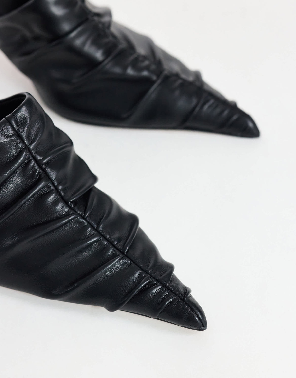Topshop Ansel ruched pointed mid heel court shoe in black