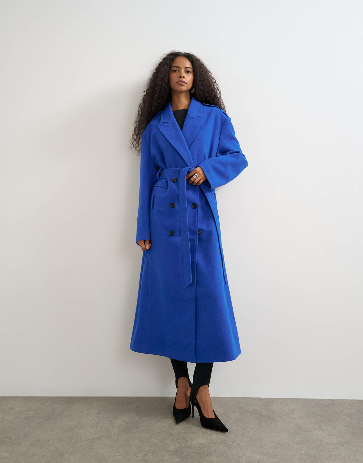 Topshop long line formal coat in blue
