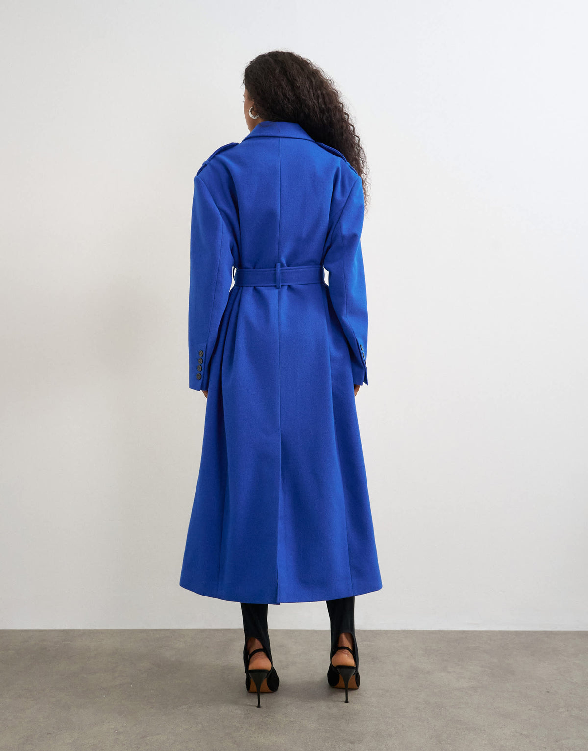 Topshop long line formal coat in blue