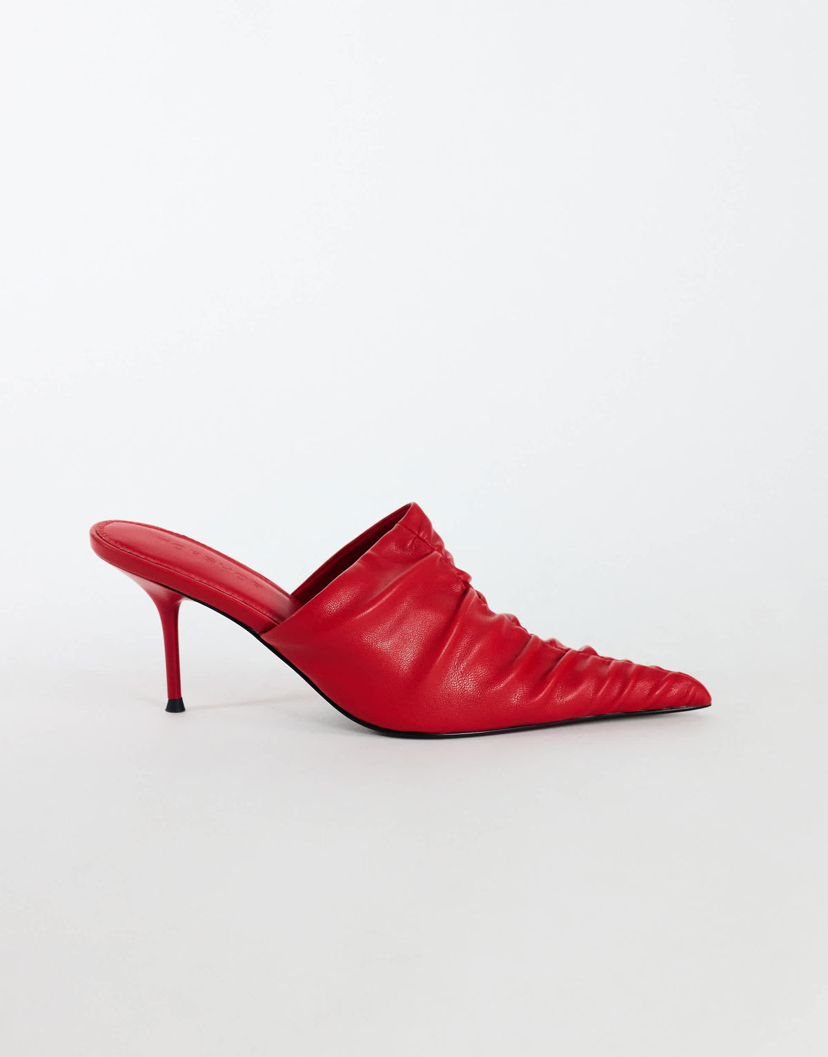 Topshop Ansel ruched pointed mid heel court shoe in red