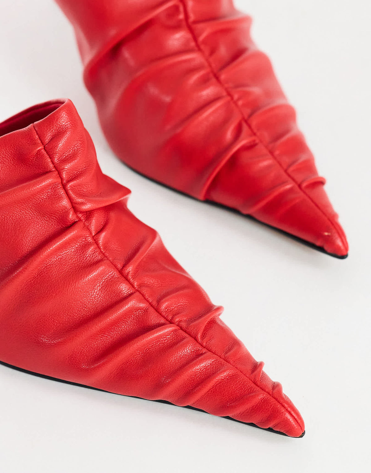 Topshop Ansel ruched pointed mid heel court shoe in red