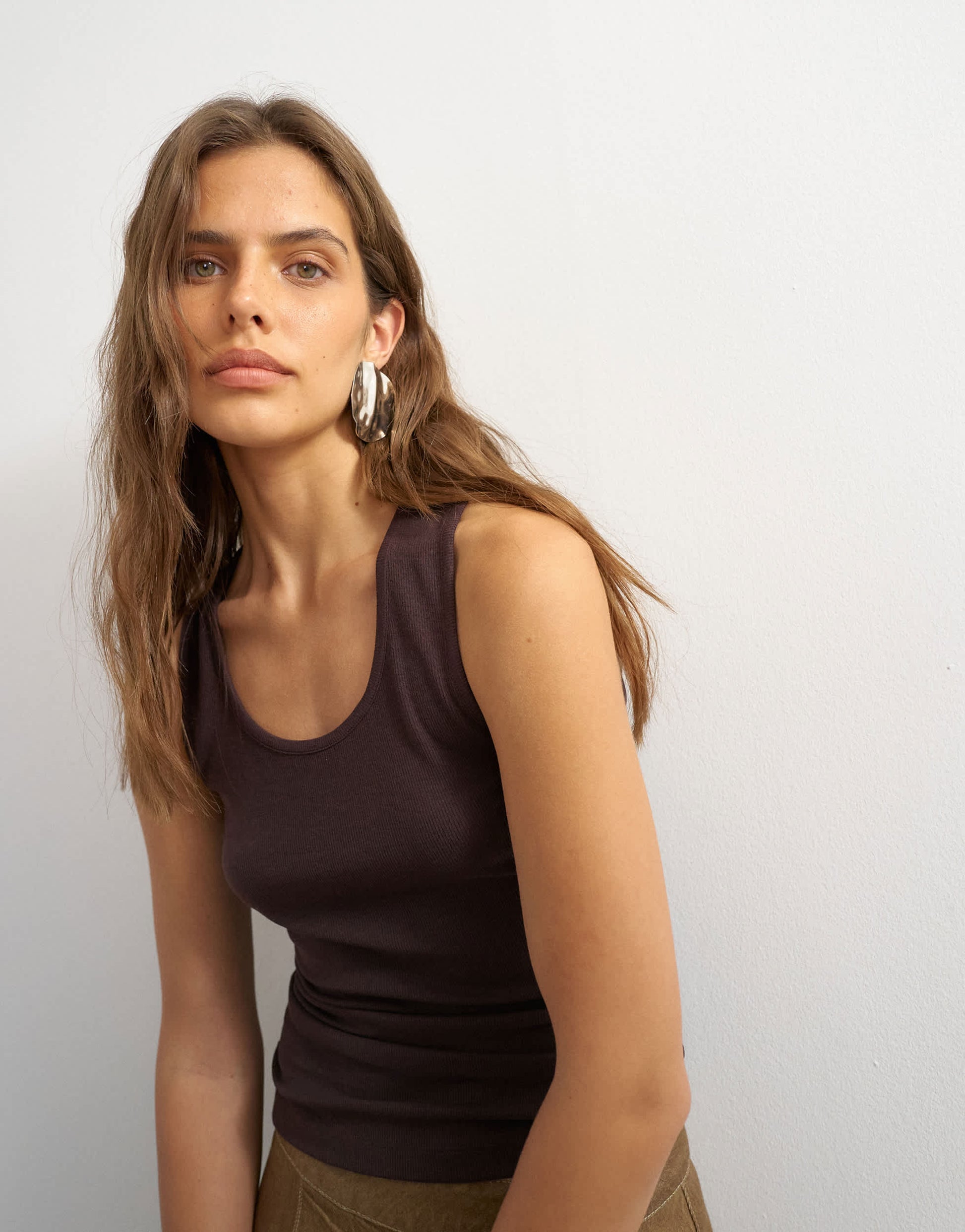 Topshop X Cara scoop neck tank top in brown