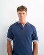 Topman relaxed fit linen mix henley t-shirt in navy