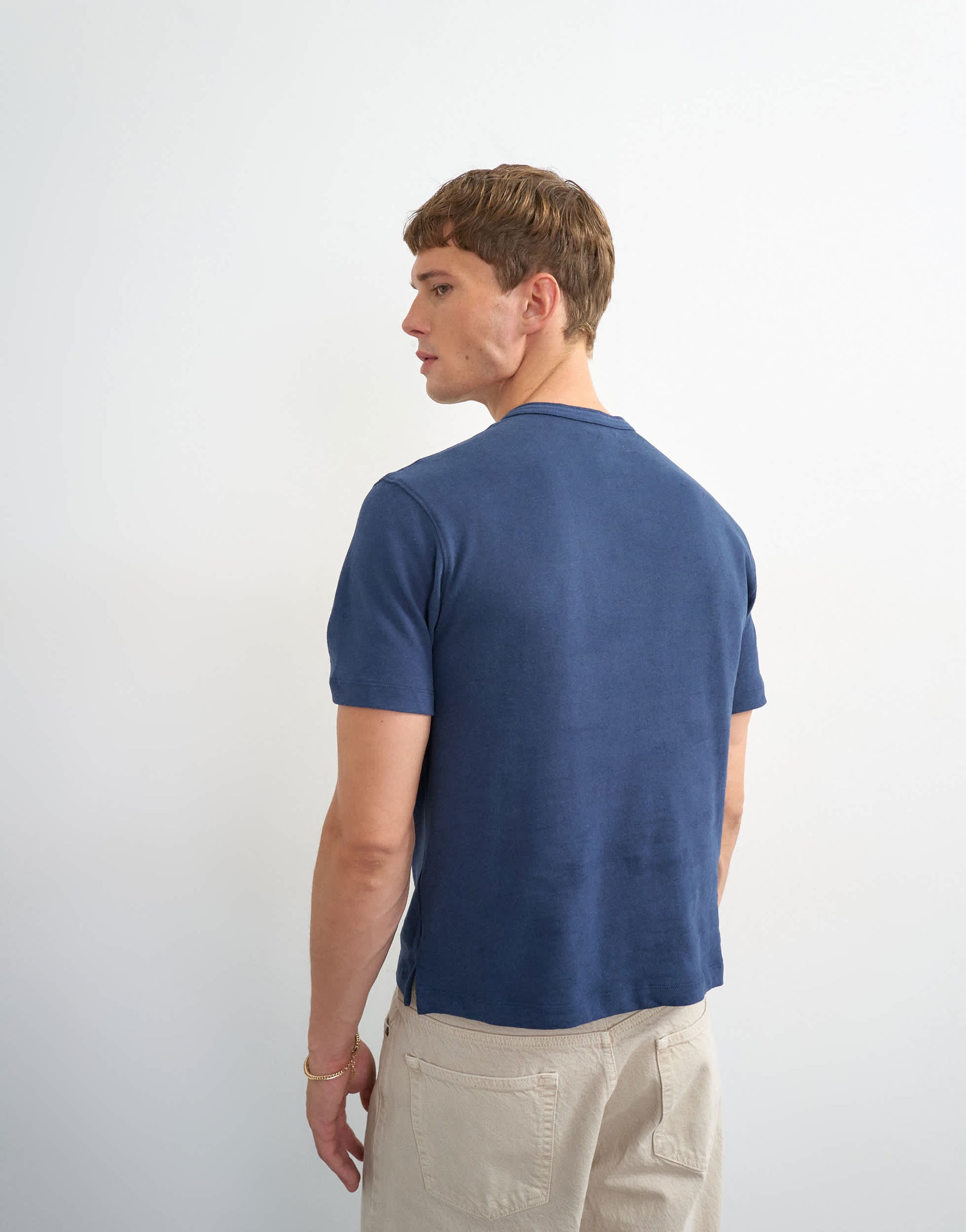 Topman relaxed fit linen mix henley t-shirt in navy