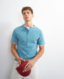 Topman relaxed fit linen mix henley t-shirt in petrol blue