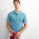 Topman relaxed fit linen mix henley t-shirt in petrol blue
