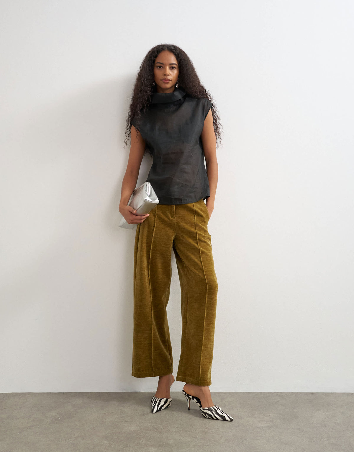 Topshop co-ord velvet trousers in green