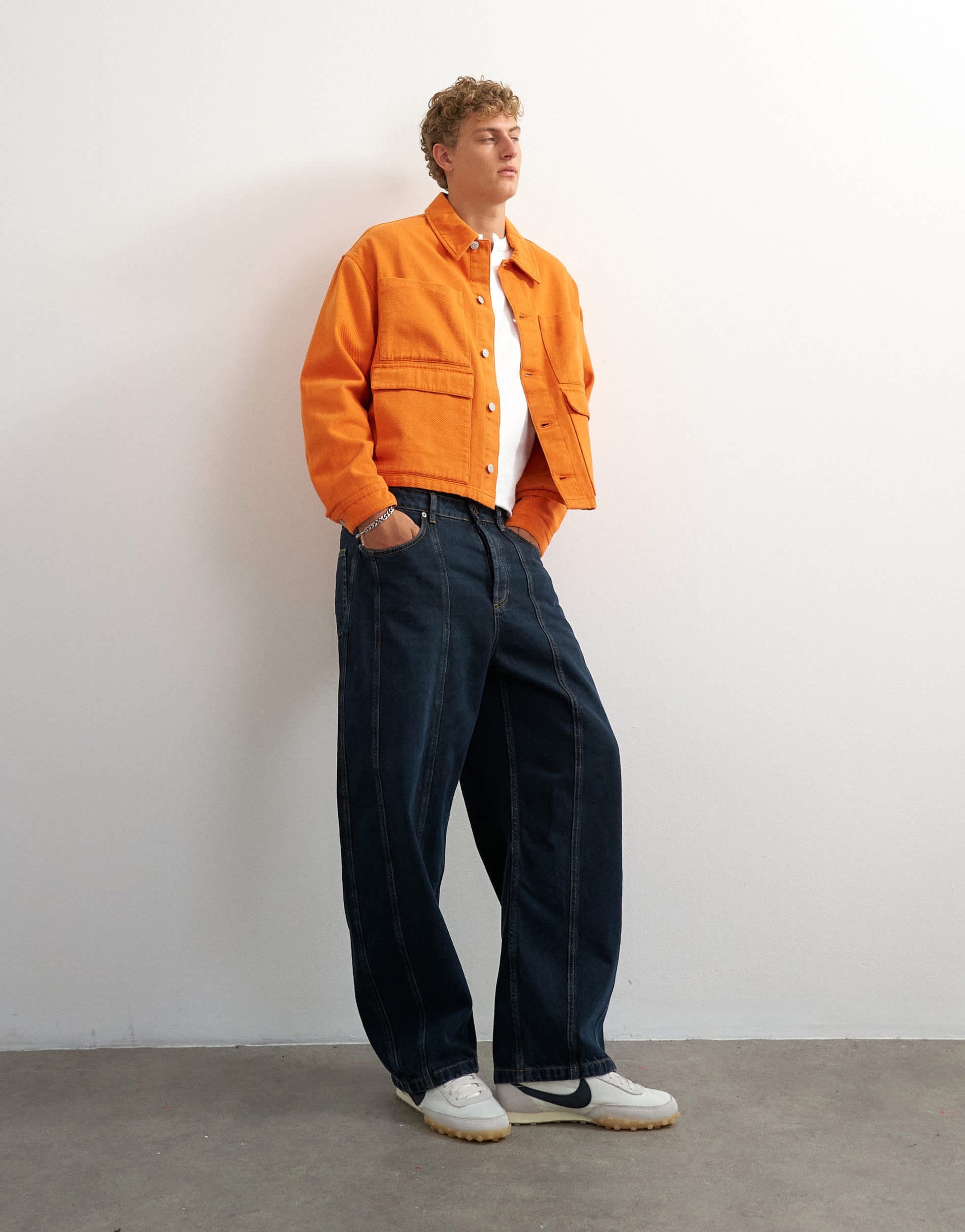 Topman oversized fit twill harrington jacket in washed burnt orange
