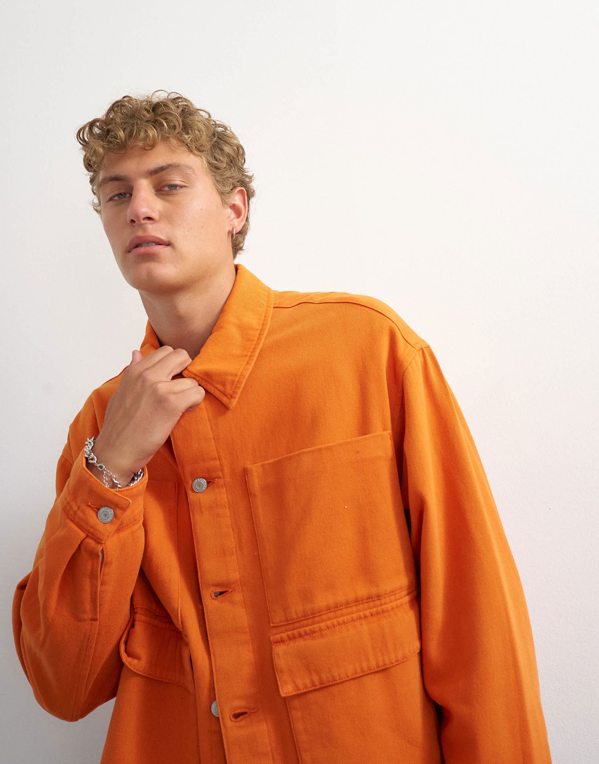 Topman oversized fit twill harrington jacket in washed burnt orange