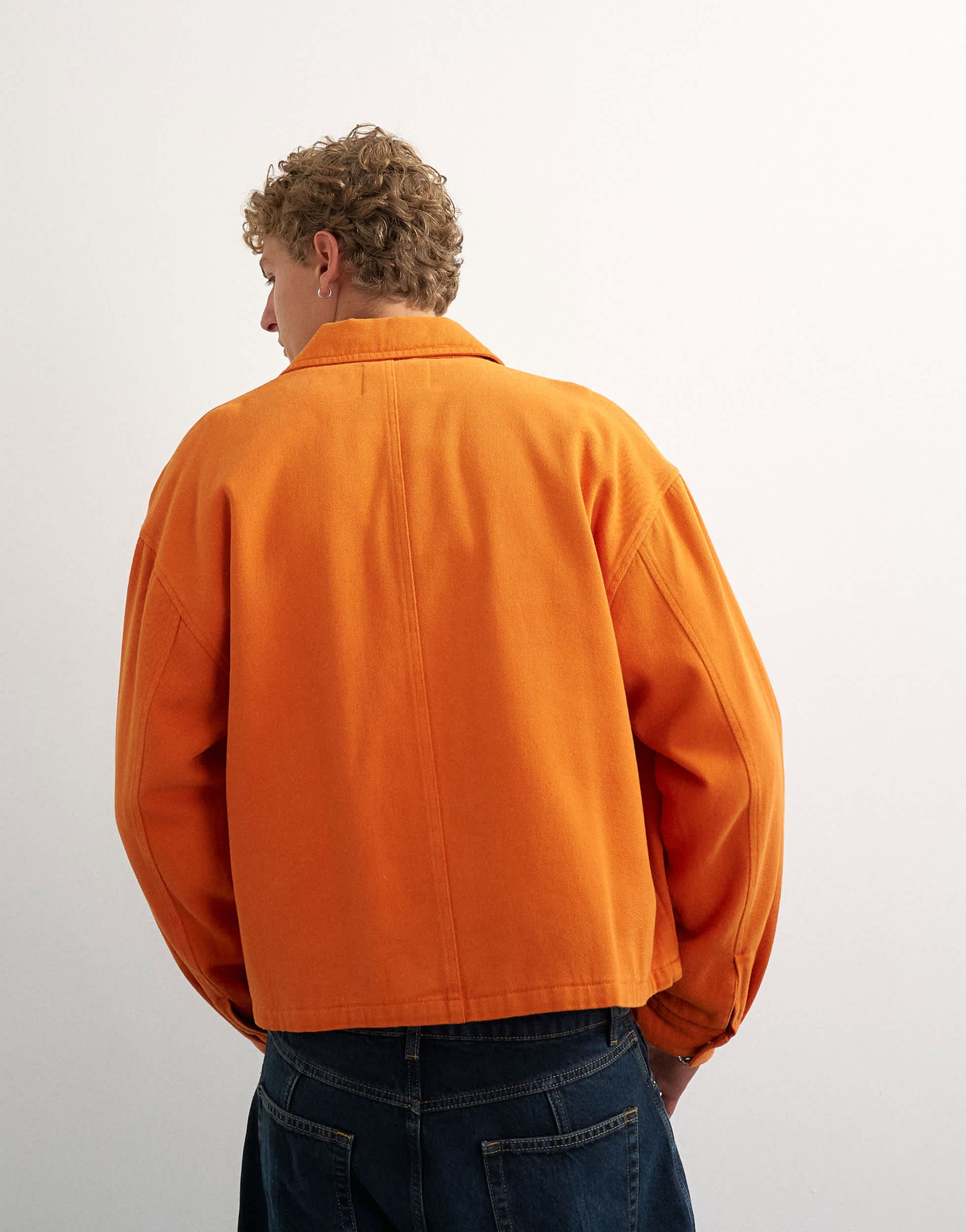 Topman oversized fit twill harrington jacket in washed burnt orange