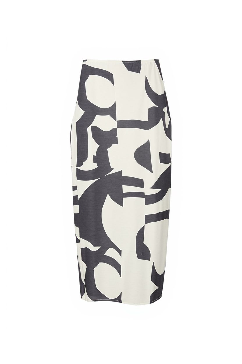 Topshop sheer column midi skirt in mono print