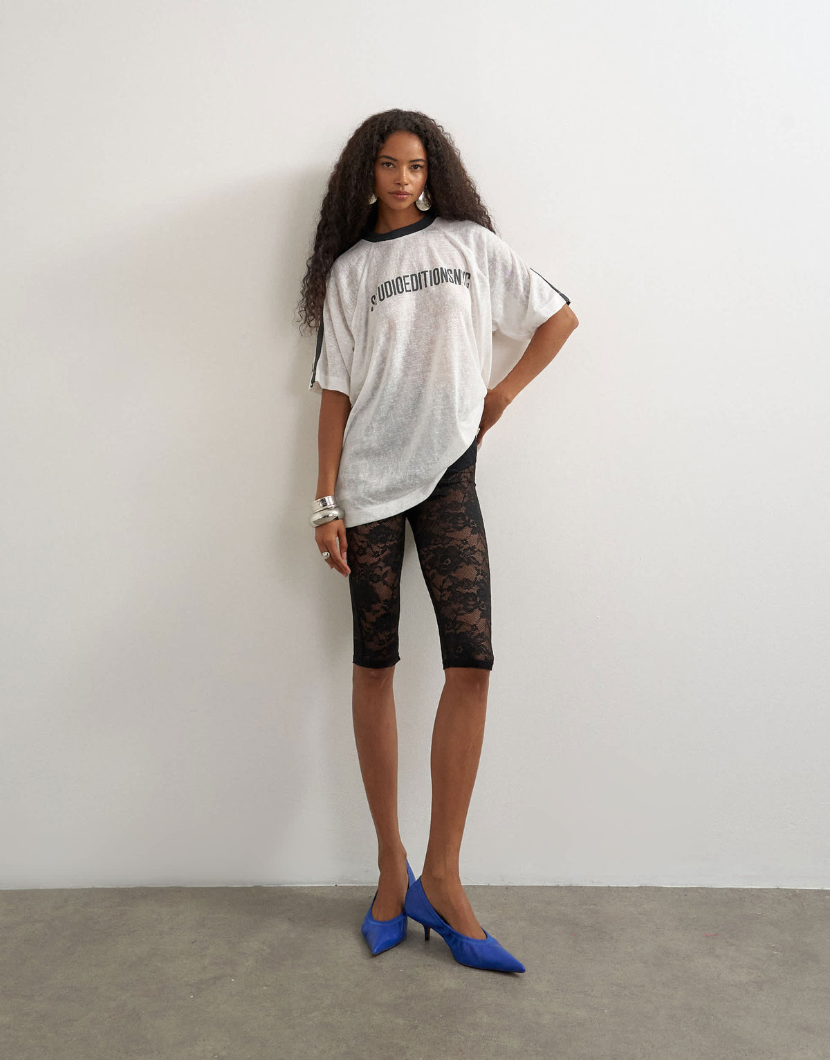 Topshop lace capri legging hosiery in black