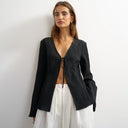 Topshop tie detail blouse in black