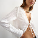 Topshop tie detail blouse in ecru