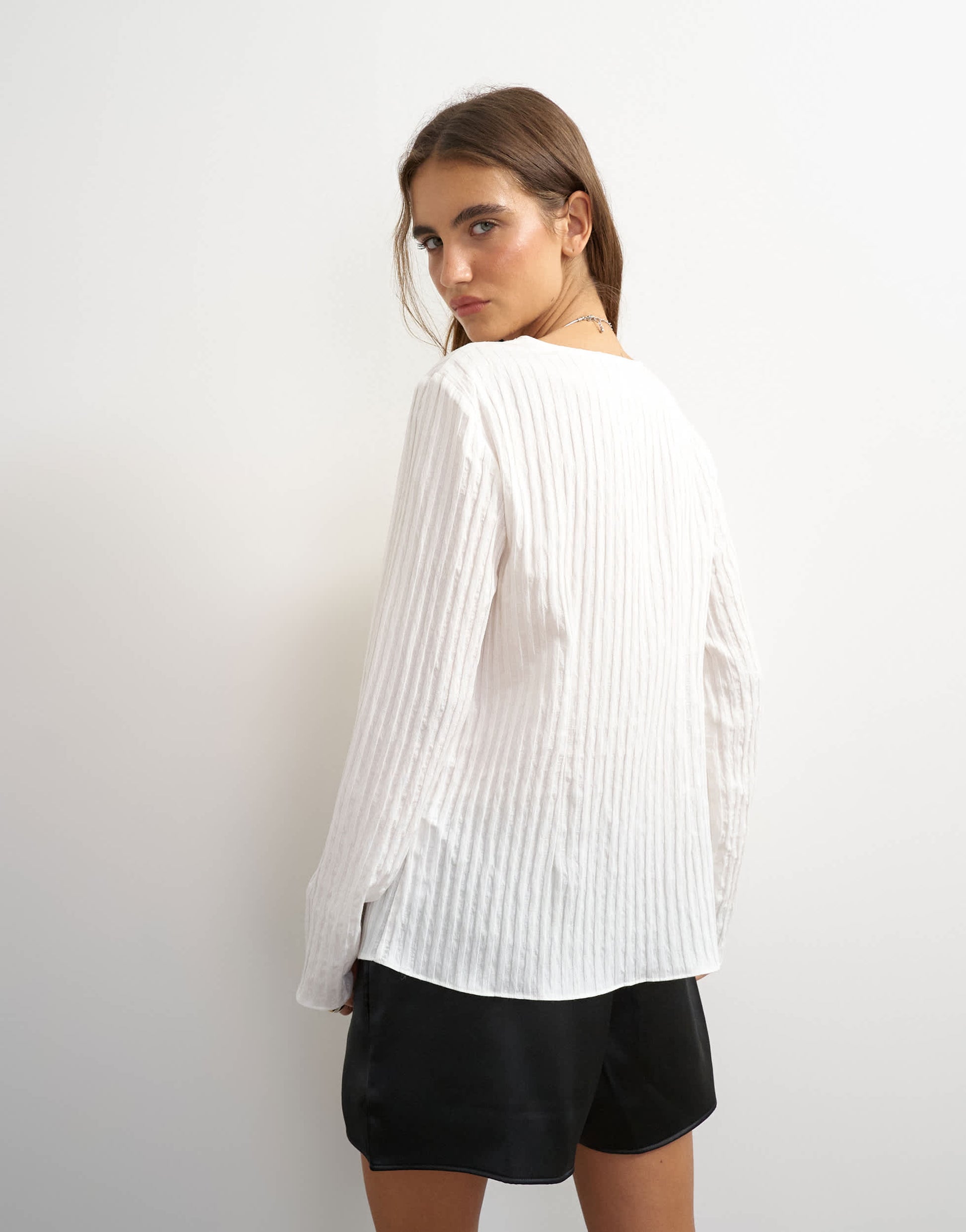 Topshop tie detail blouse in ecru