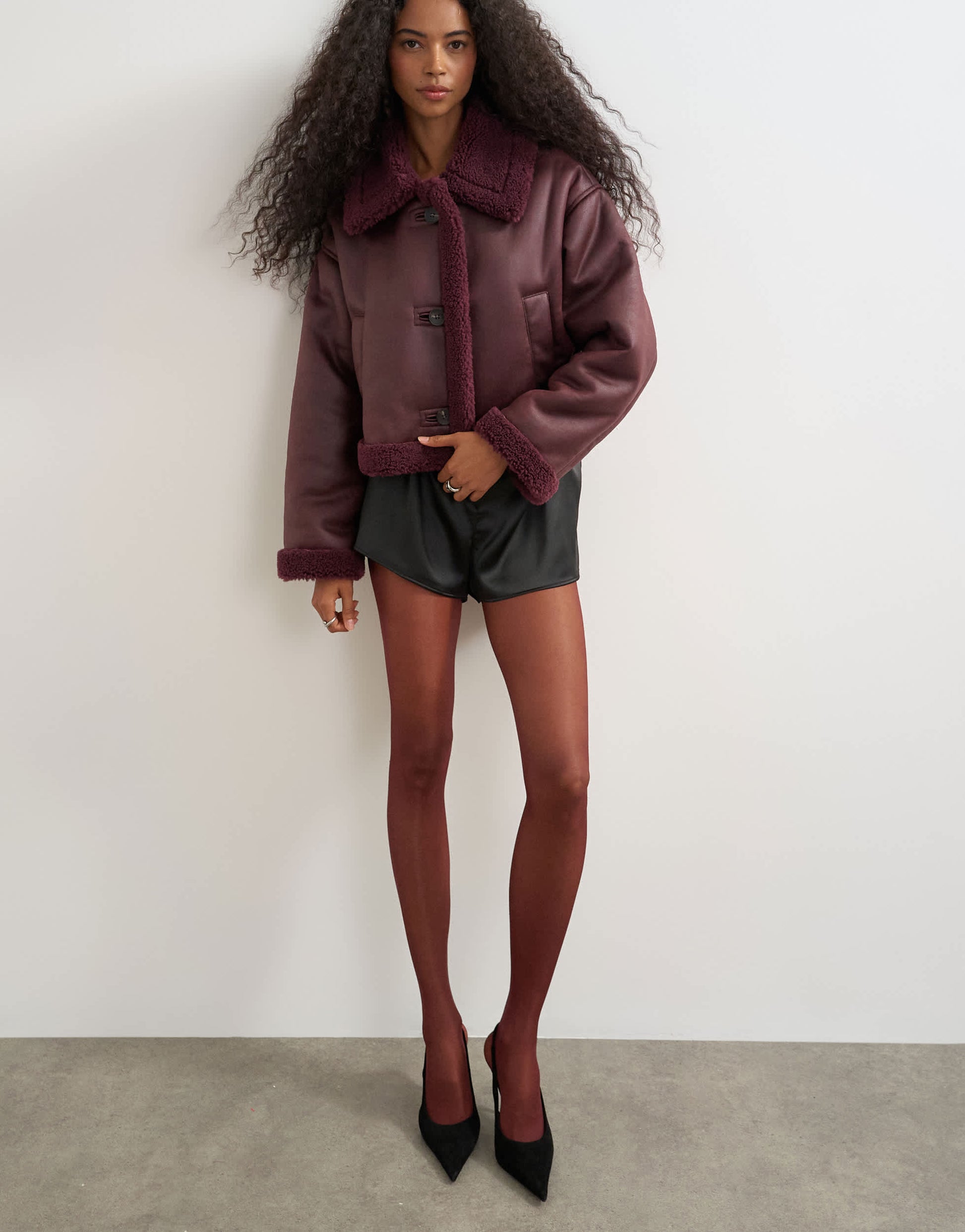 Topshop 2pk 15 denier tights in burgundy