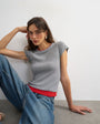 Topshop knitted double layer t-shirt in red and grey