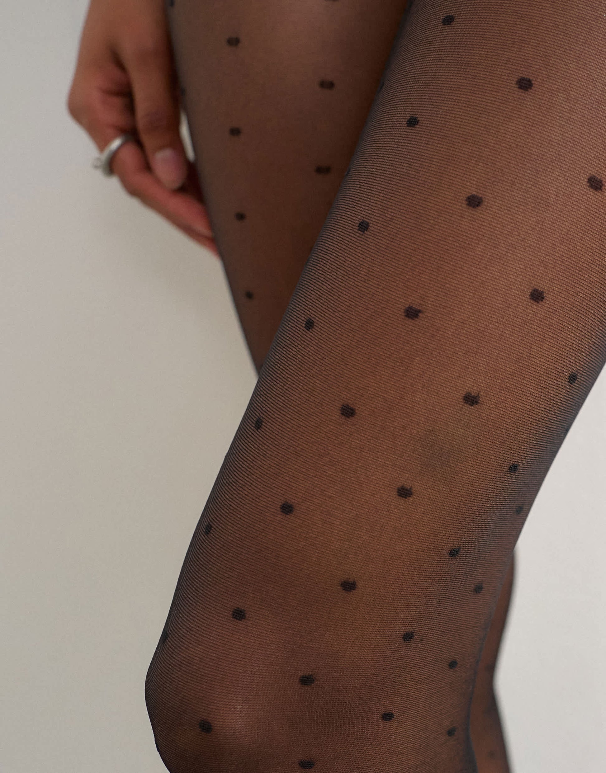 Topshop polka dot tights in black