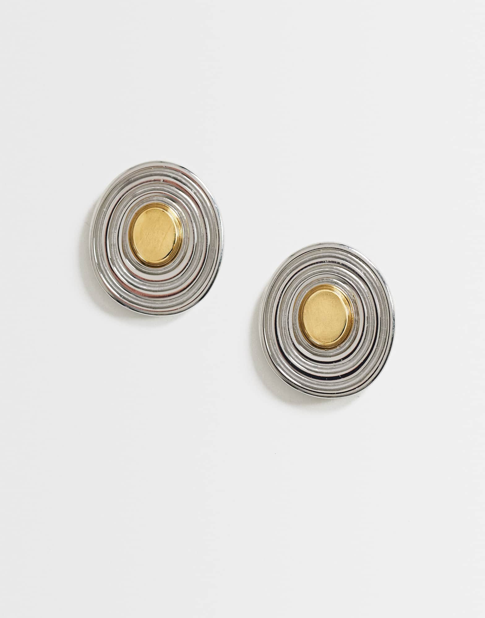 Topshop Enzo waterproof stainless steel stud earring in silver with gold