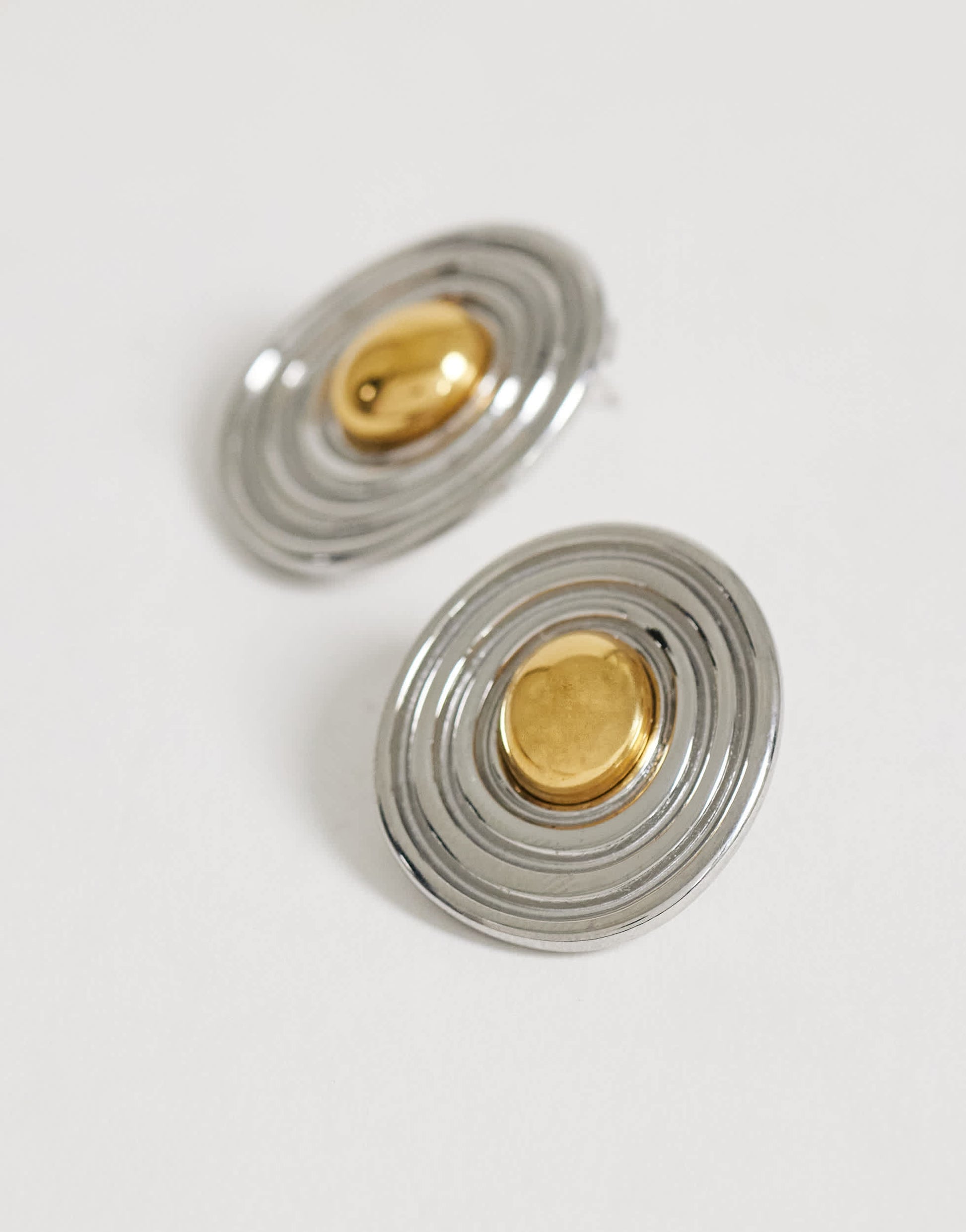 Topshop Enzo waterproof stainless steel stud earring in silver with gold