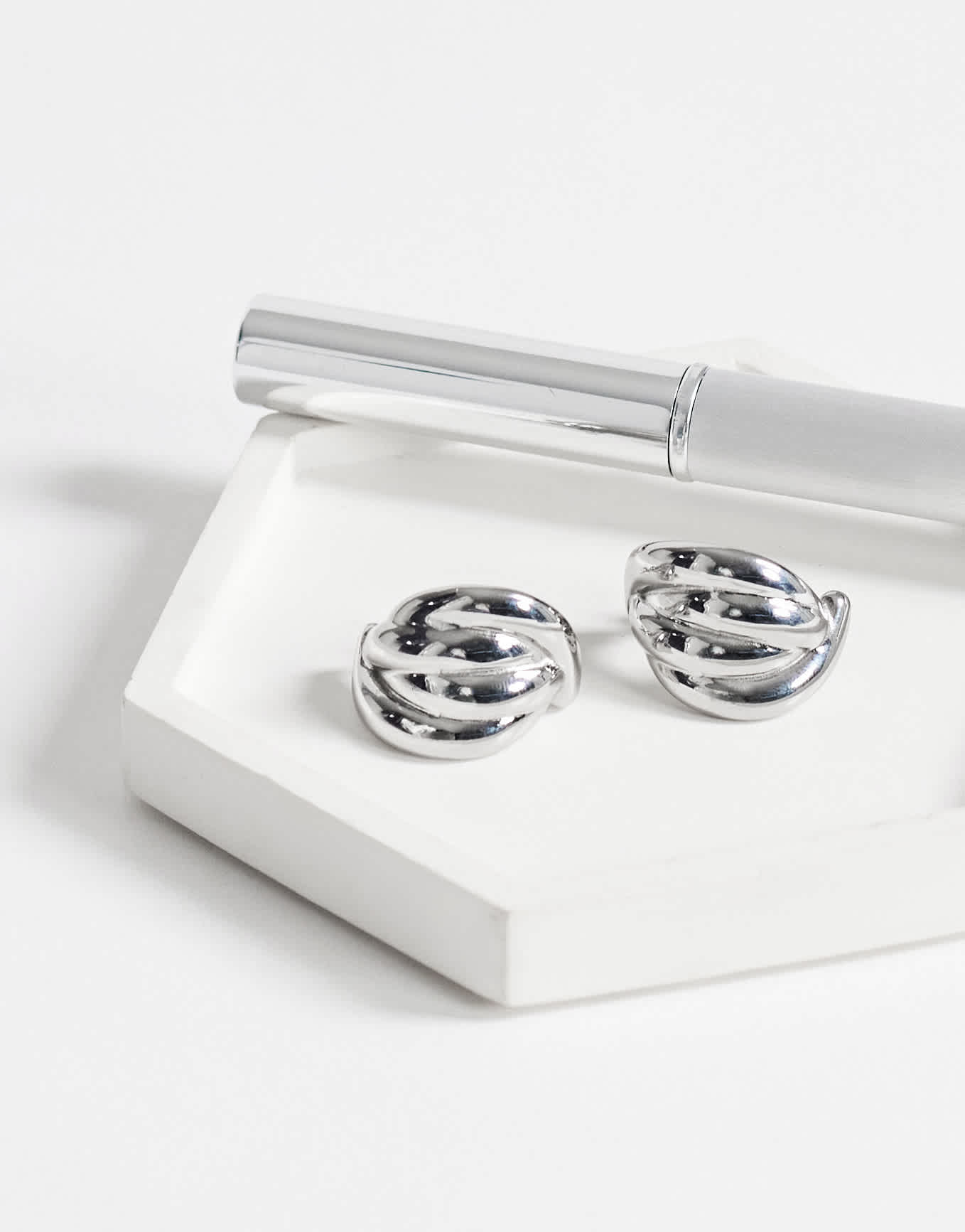 Topshop Emry waterproof stainless steel stud earring in silver