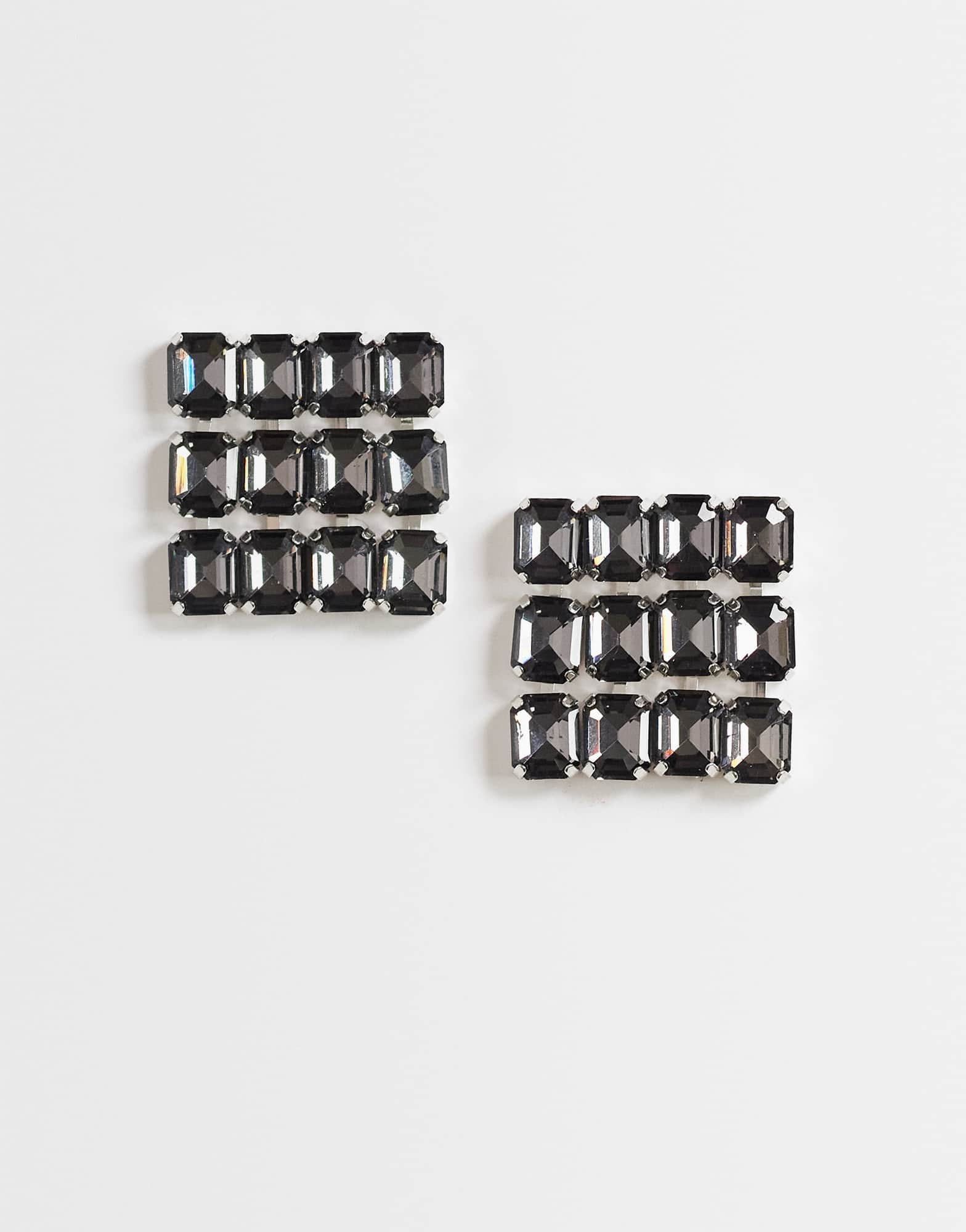Topshop Eddie square statement earrings in black
