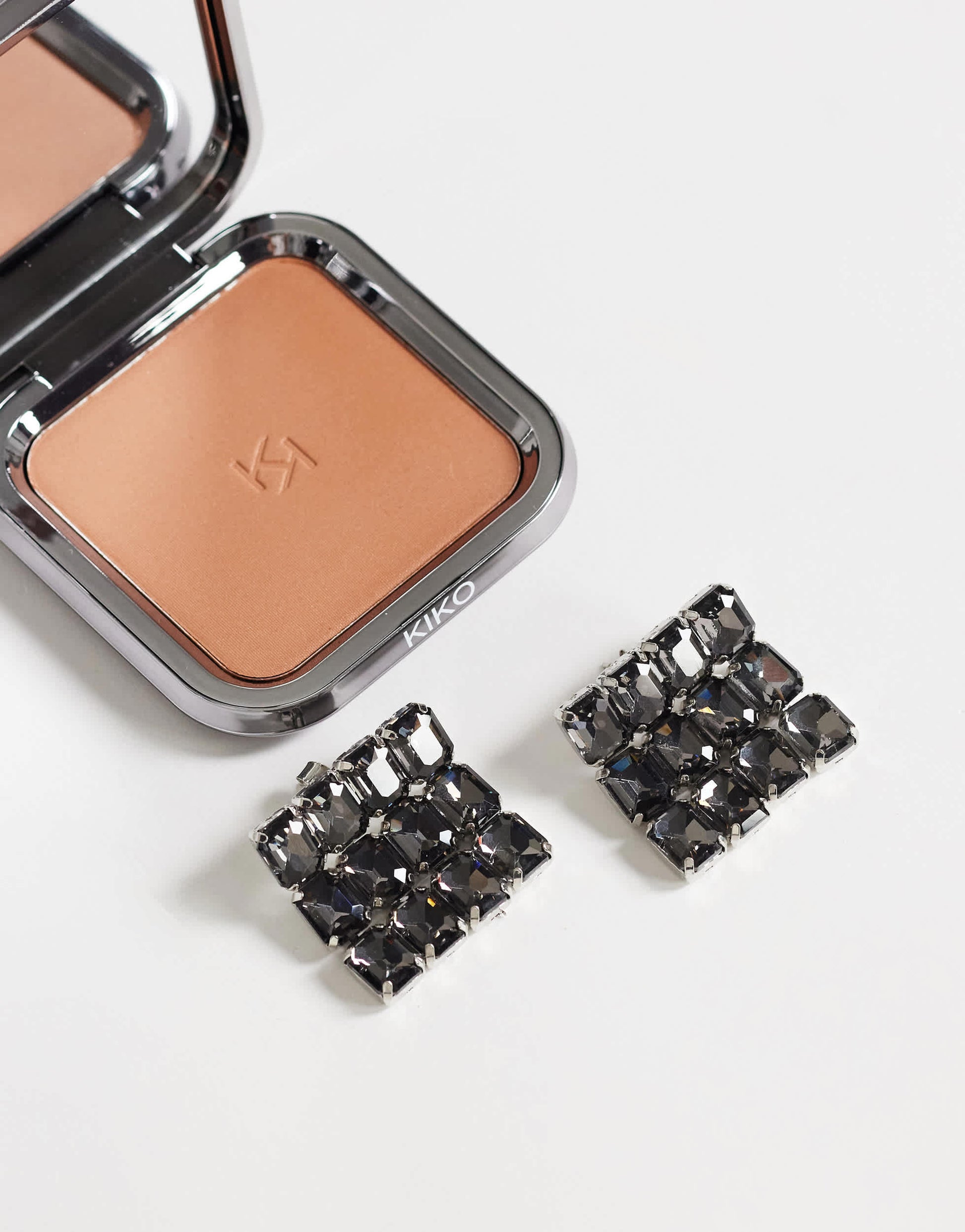 Topshop Eddie square statement earrings in black
