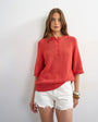 Topshop knitted henley t-shirt in red