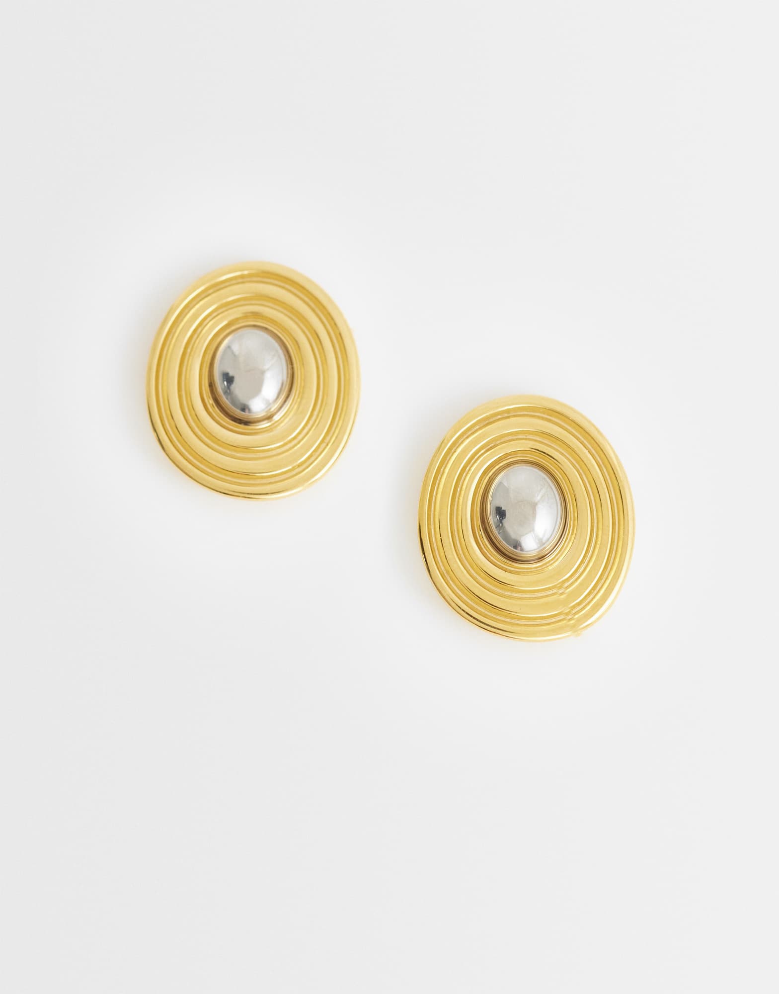 Topshop Enzo waterproof stainless steel stud earring in gold with silver
