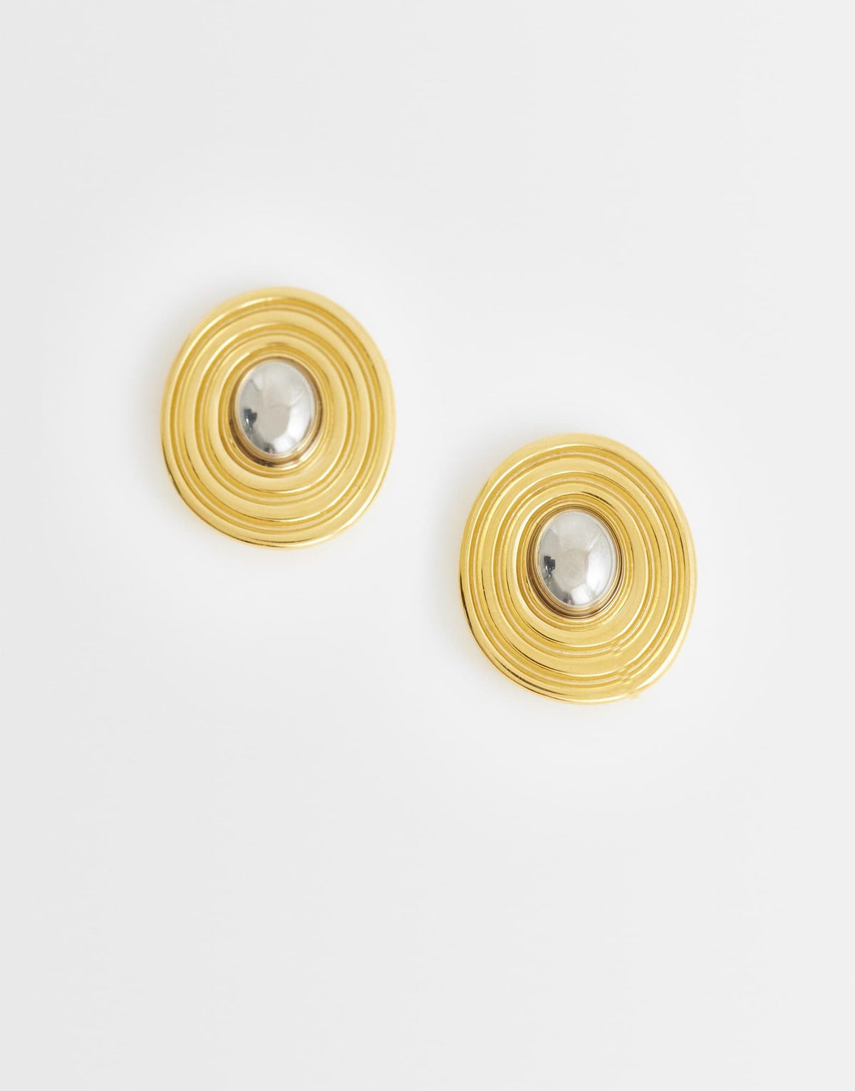 Topshop Enzo waterproof stainless steel stud earring in gold with silver