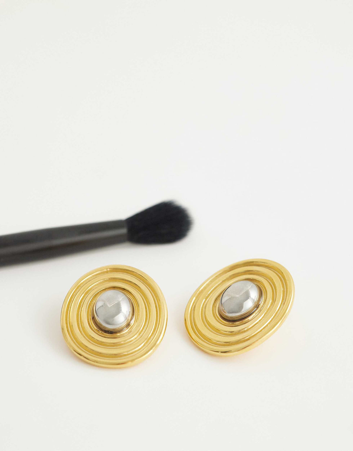 Topshop Enzo waterproof stainless steel stud earring in gold with silver