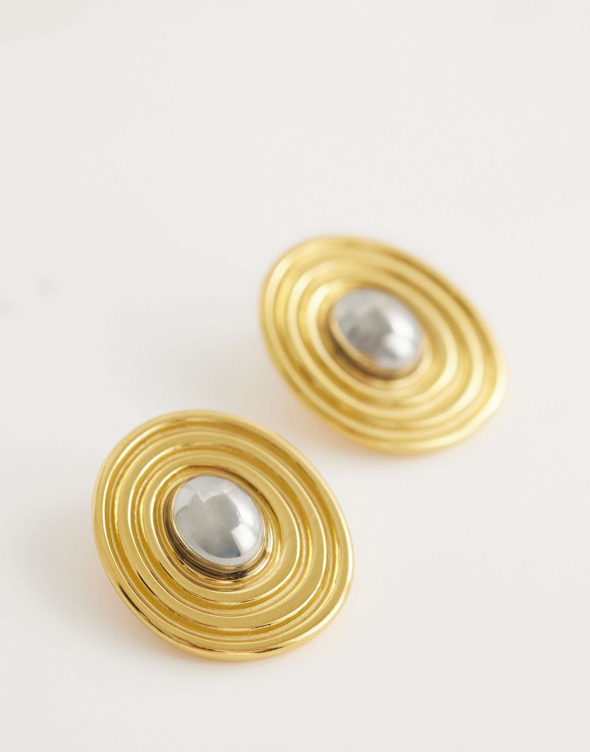 Topshop Enzo waterproof stainless steel stud earring in gold with silver