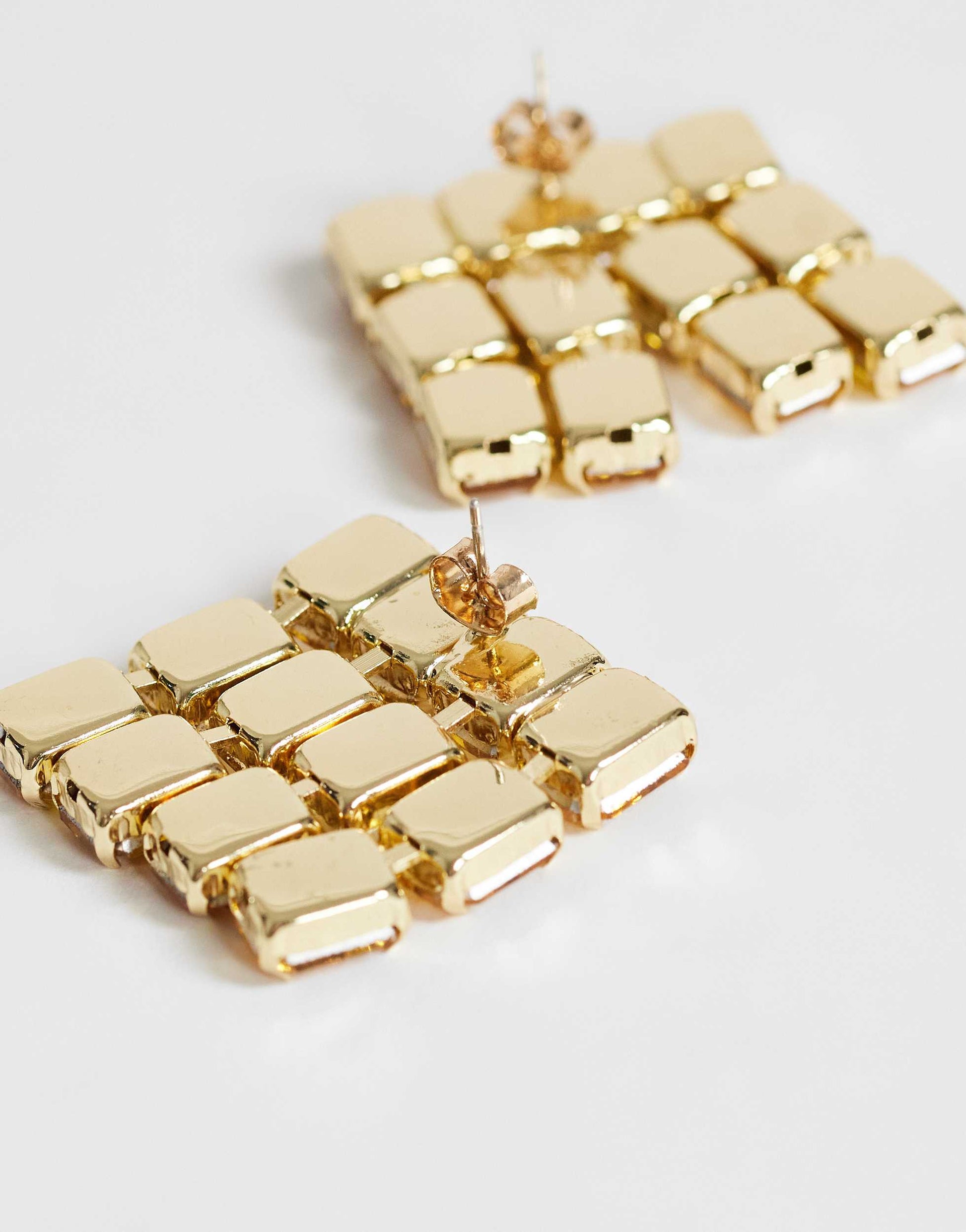 Topshop Eddie square statement earrings in gold