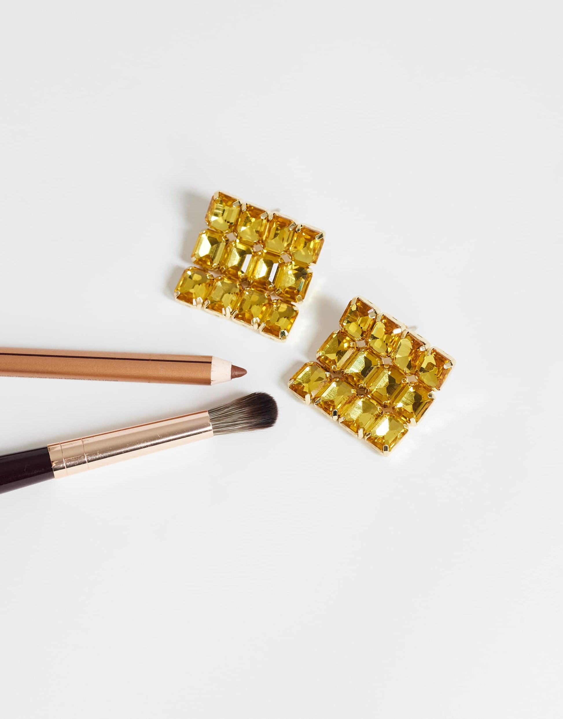 Topshop Eddie square statement earrings in gold