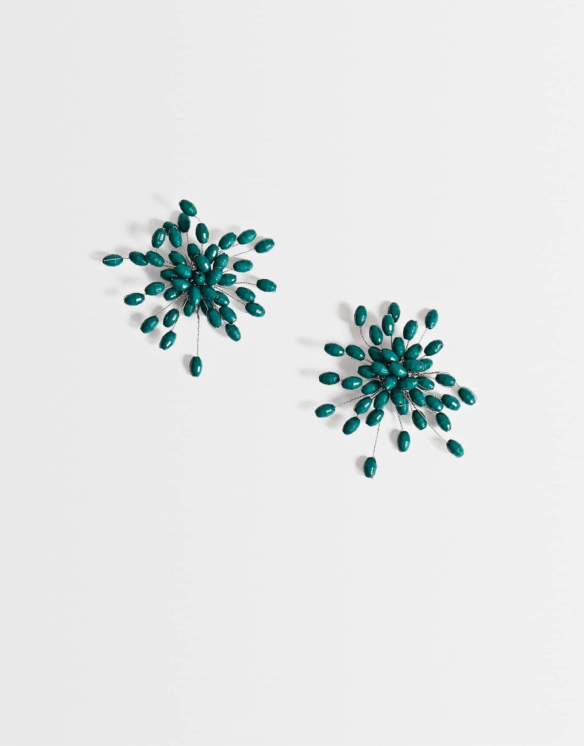 Topshop Echo statement hand-made stud earring in dark green