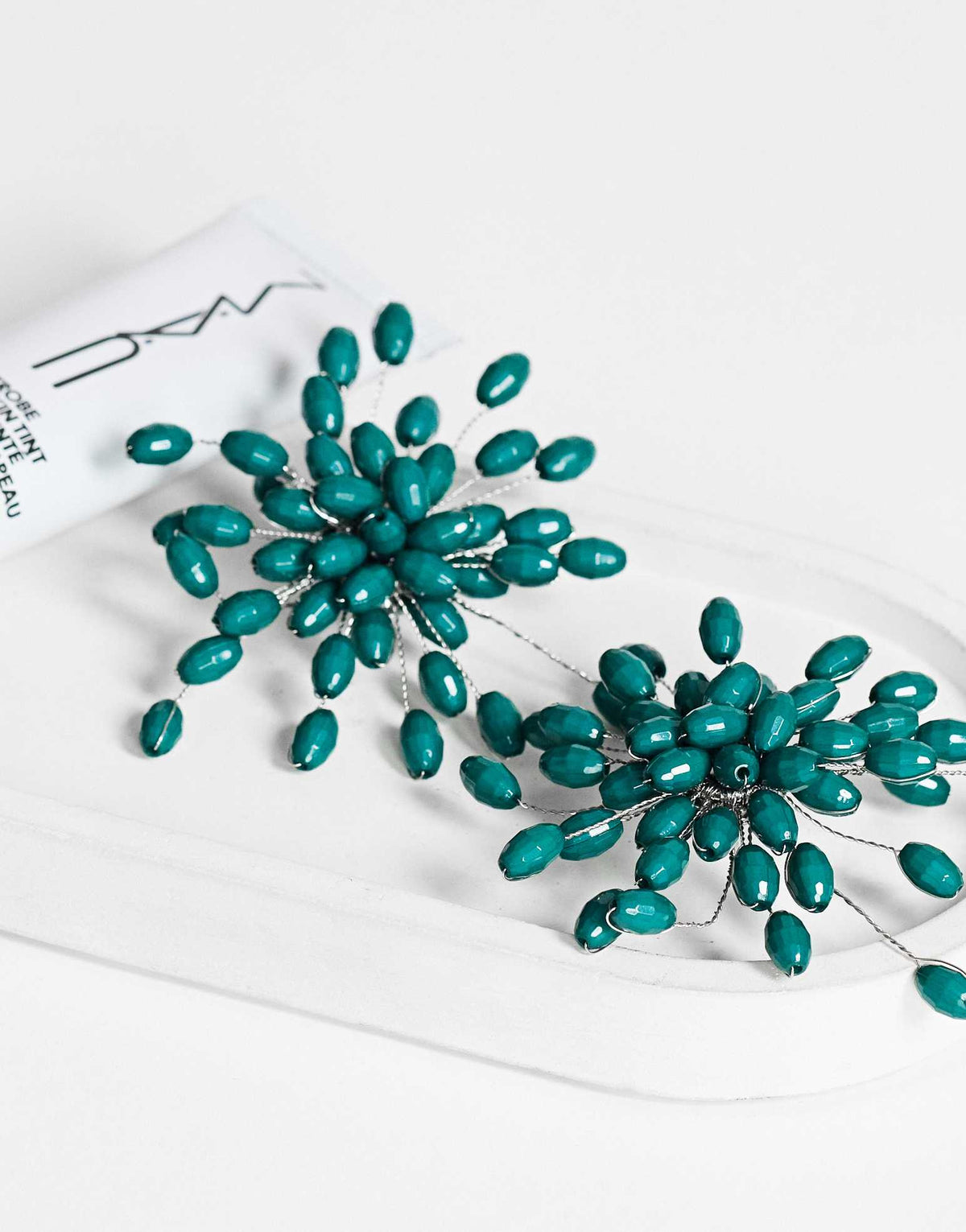 Topshop Echo statement hand-made stud earring in dark green