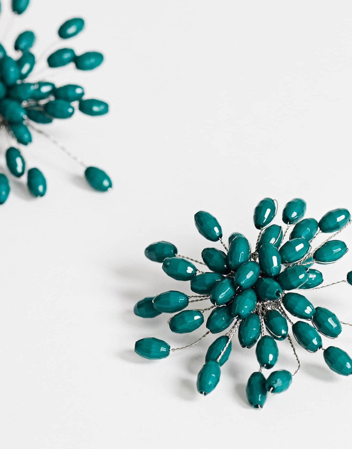Topshop Echo statement hand-made stud earring in dark green