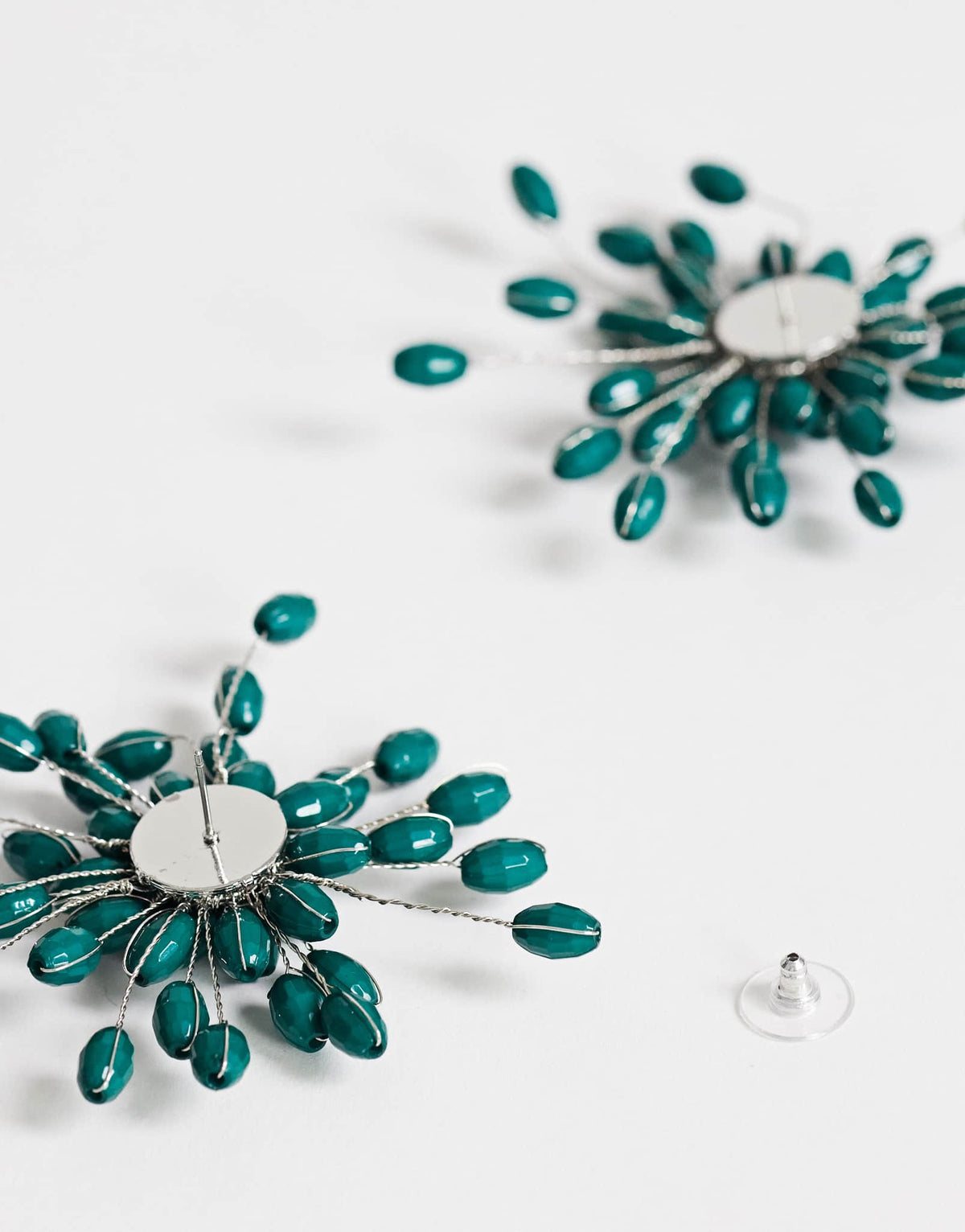 Topshop Echo statement hand-made stud earring in dark green