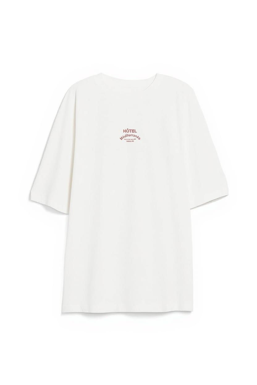 Topshop 'Club Med' graphic oversized t-shirt in white