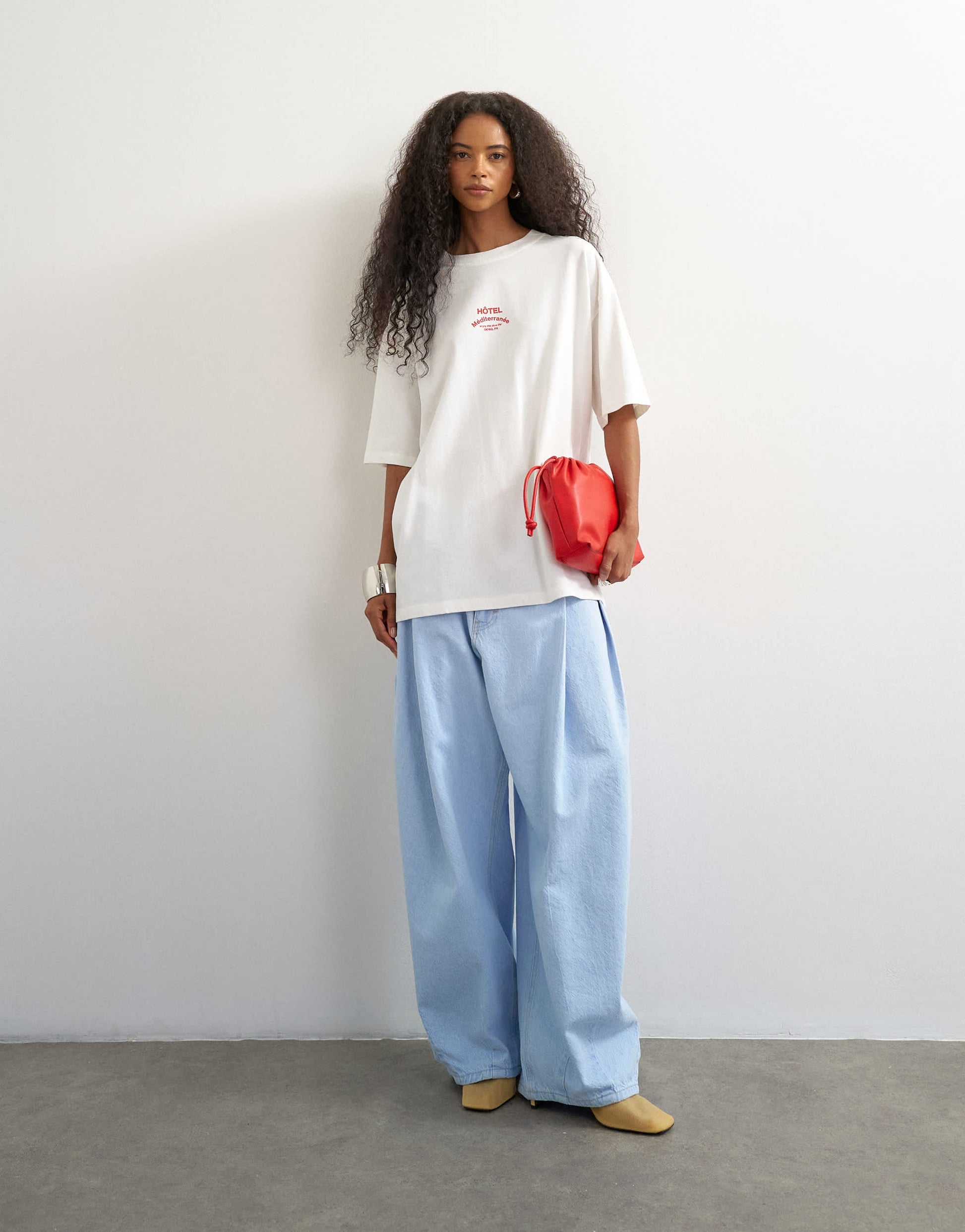 Topshop 'Club Med' graphic oversized t-shirt in white