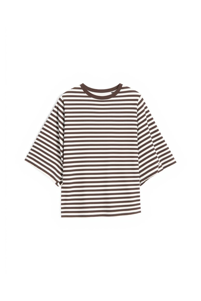 Topshop stripe batwing t-shirt in chocolate